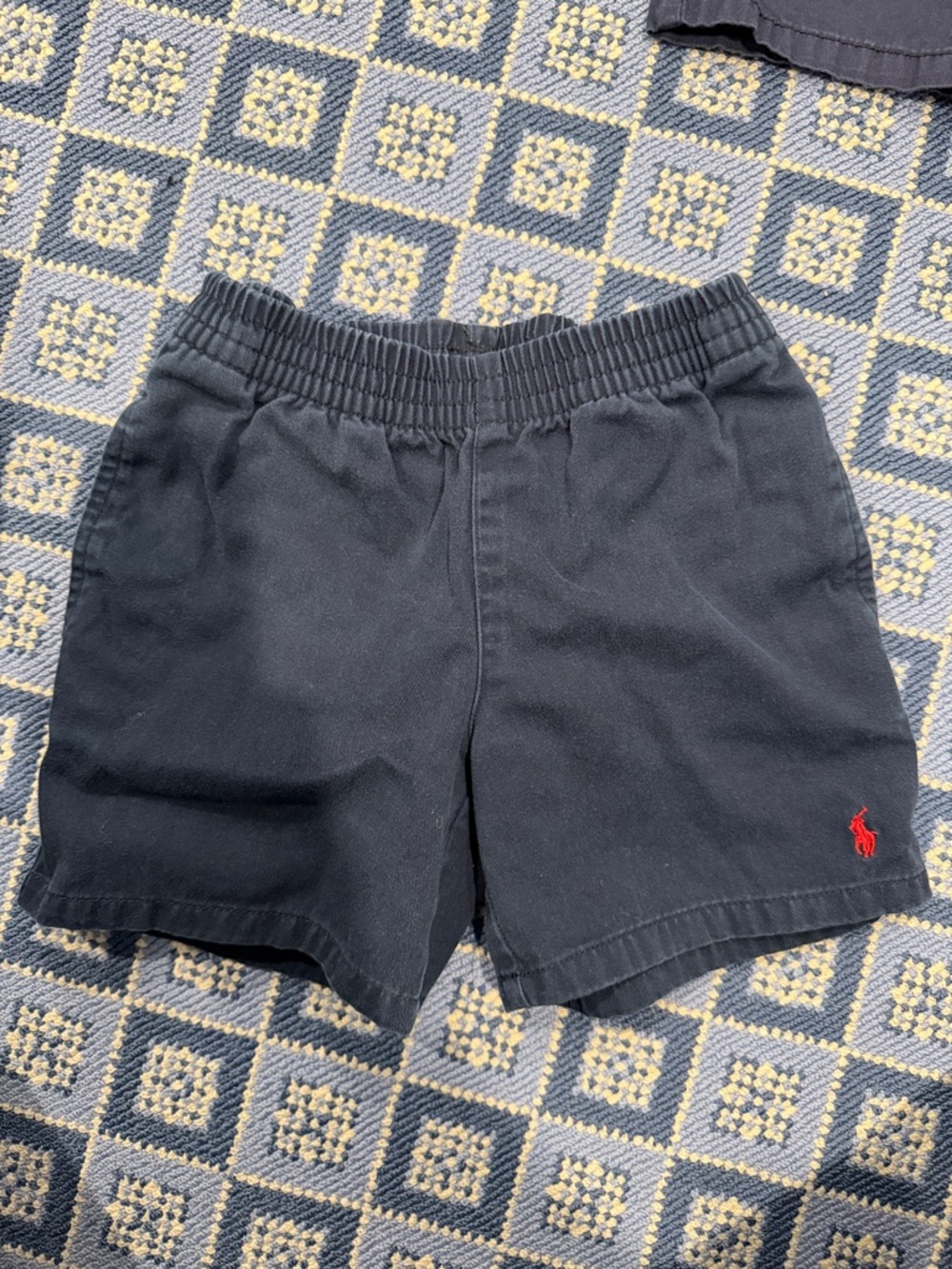 Ralph Lauren Black Elastic-Waist Kids Shorts with Red Logo